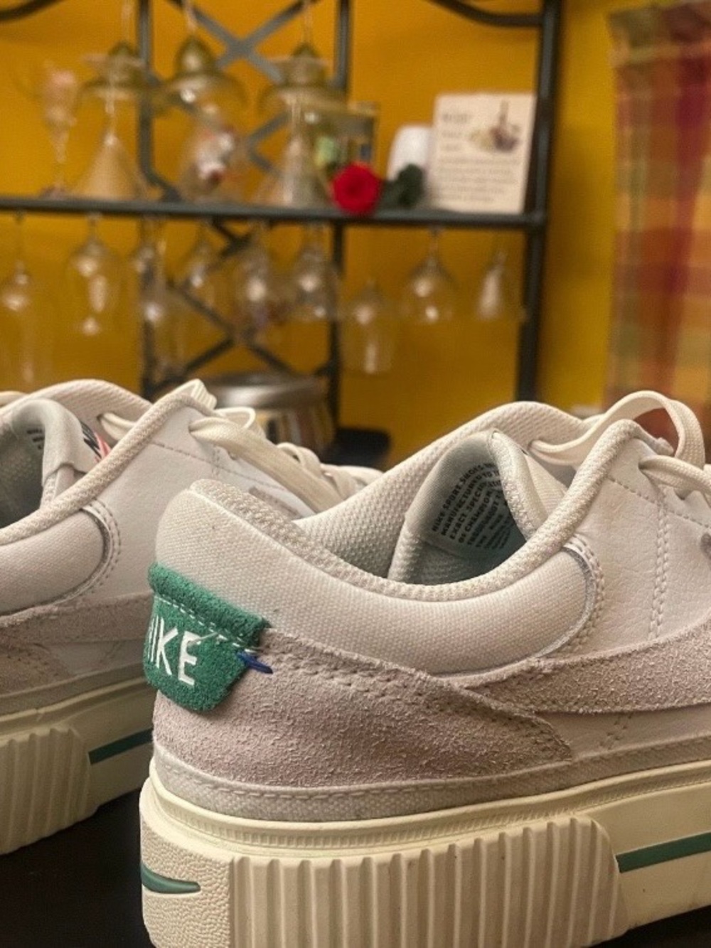 Nike Women' White and Green Low-Top Sneakers